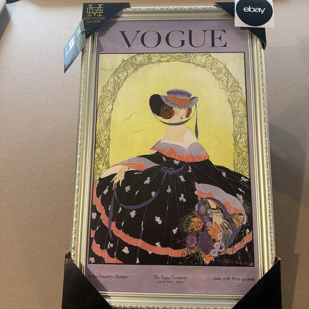 New Vintage Theme Vogue Magazine Covers Framed Artwork 15x24